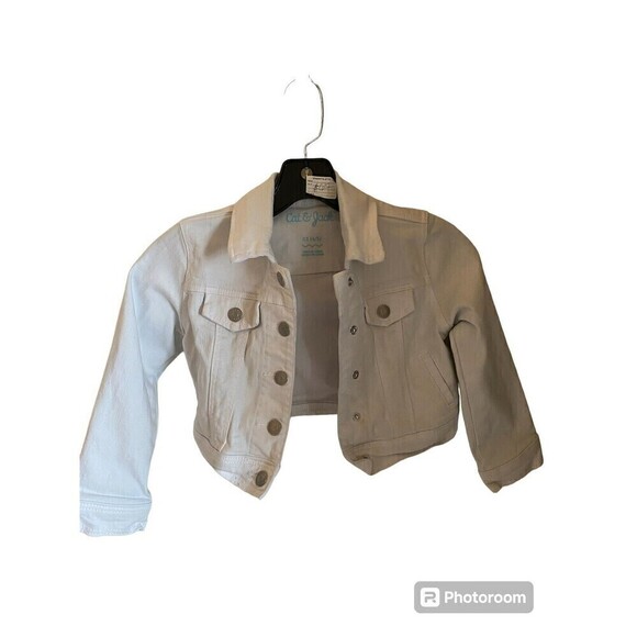 Girls/Kids White Denim Jacket Cat&Jack Sz. XS 4/5 - Picture 1 of 4